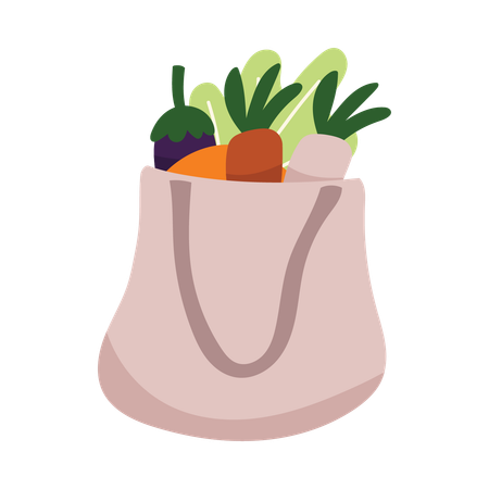 Bolsa de compras con verduras  Ilustración