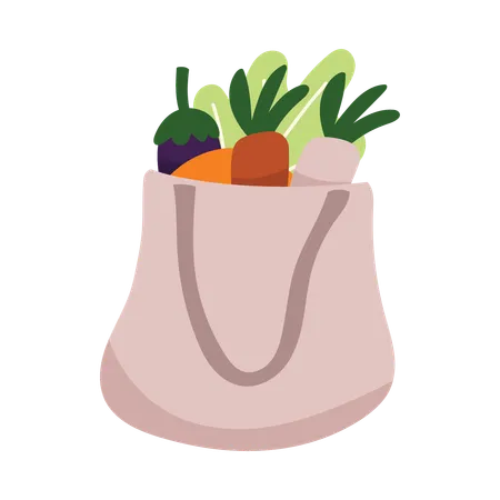 Bolsa de compras con verduras  Ilustración