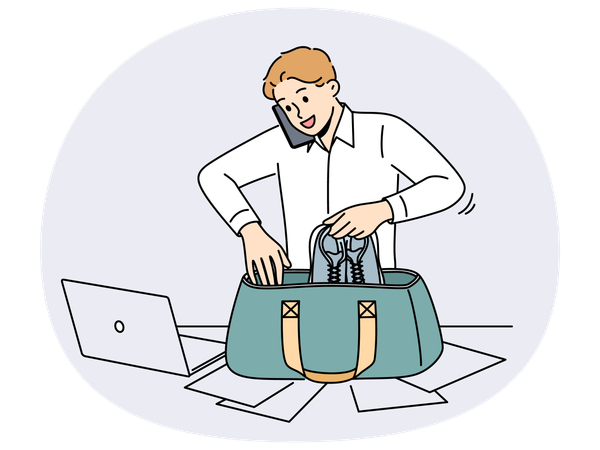 Bolsa de viaje para empleados masculinos para el gimnasio en el lugar de trabajo  Ilustración