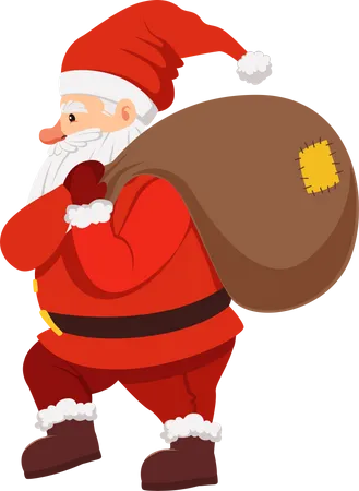 Santa sosteniendo bolsa de regalo  Ilustración