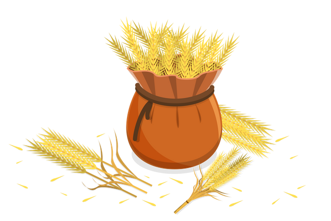 Bolsa de trigo maduro  Ilustración