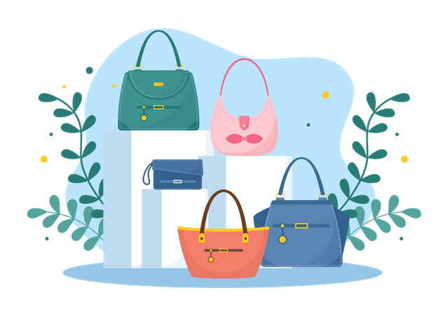 Bolsa feminina exibida  Ilustração