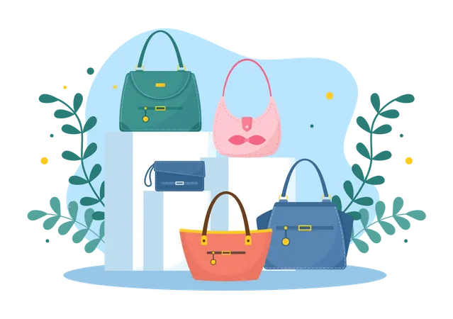 Bolsa feminina exibida  Ilustração