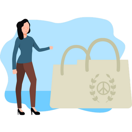 Bolso de niña con signo de la paz  Ilustración