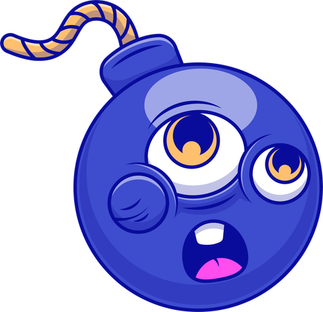 Bomb with Eyes and Mouth  Illustration