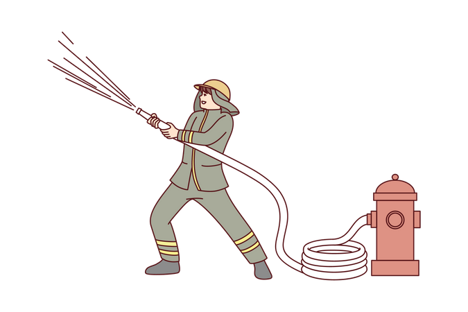 Bombeiro usando hidrante  Ilustração