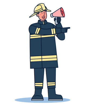 Bombero anunciando  Ilustración