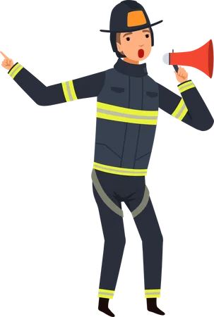 Bombero anunciando  Ilustración