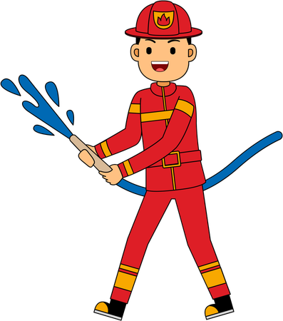 Bombero con pipa de agua  Ilustración