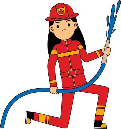 Bombero con pipa de agua  Ilustración