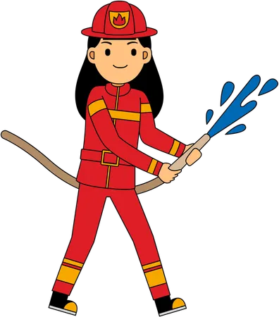 Bombero con pipa de agua  Ilustración