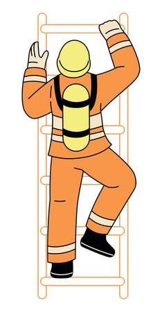 Bombero subiendo una escalera  Ilustración
