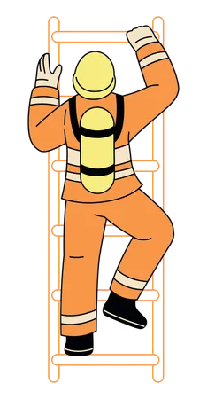 Bombero subiendo una escalera  Ilustración