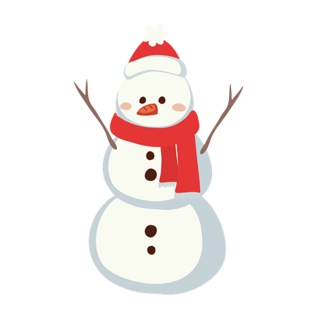 Boneco de neve com chapéu vermelho  Ilustração