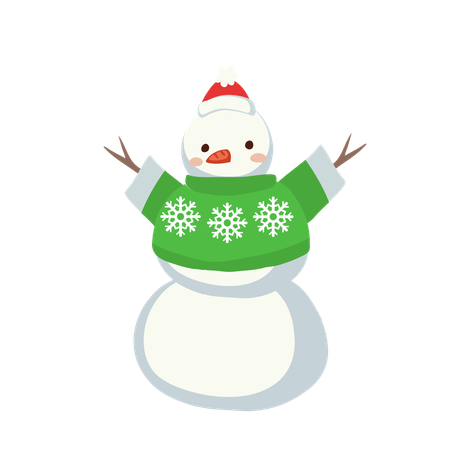 Boneco de neve com roupa verde  Ilustração