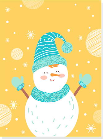 Boneco de neve aproveitando a temporada de inverno  Ilustração