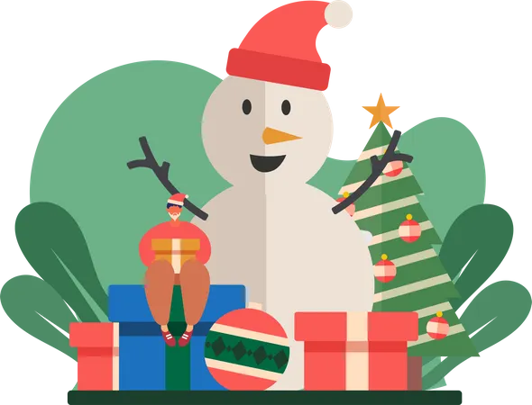 Boneco de neve de natal  Ilustração