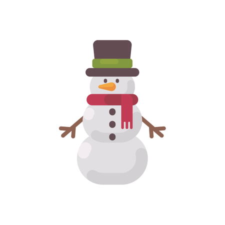 Boneco de neve de Natal com chapéu e lenço  Ilustração