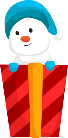 Boneco de neve de natal com presente  Ilustração