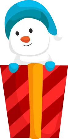 Boneco de neve de natal com presente  Ilustração