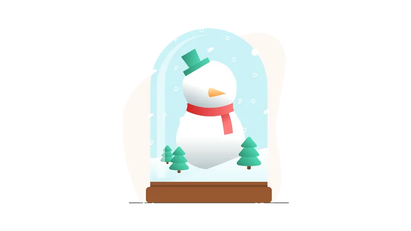 Boneco de neve em um globo de neve  Ilustração