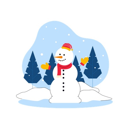 Boneco de neve feliz  Illustration