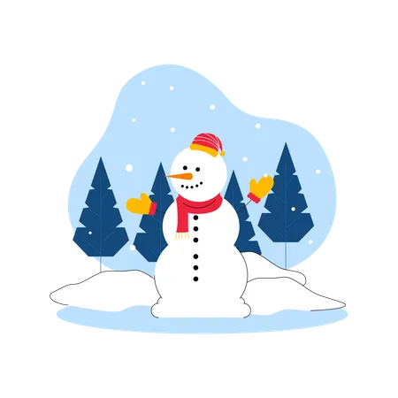 Boneco de neve feliz  Illustration