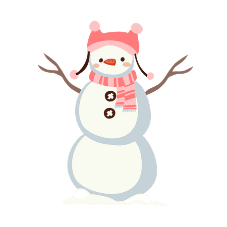 Boneco de neve fofo em traje de inverno  Ilustração