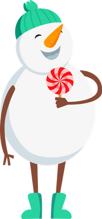 Boneco de neve segurando doces  Ilustração