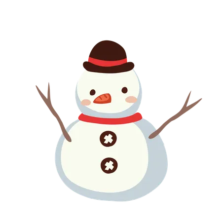 Boneco de neve usando cachecol  Ilustração