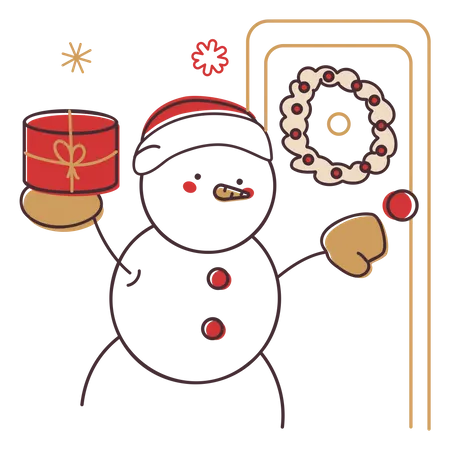 Bonhomme de neige avec cadeau  Illustration