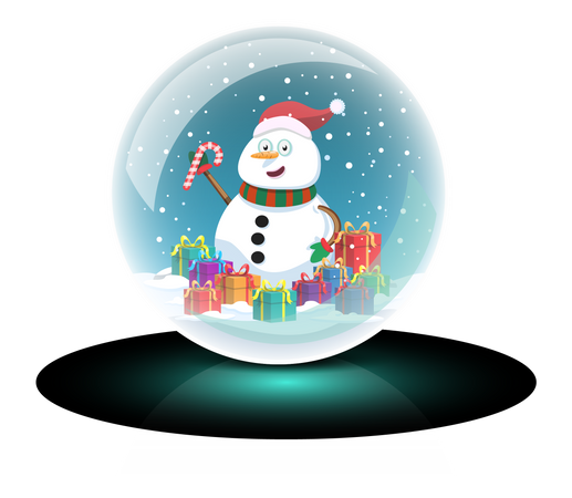 Bonhomme de neige dans une boule de cristal  Illustration