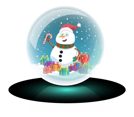 Bonhomme de neige dans une boule de cristal  Illustration