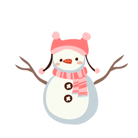 Bonhomme de neige en tenue d'hiver  Illustration