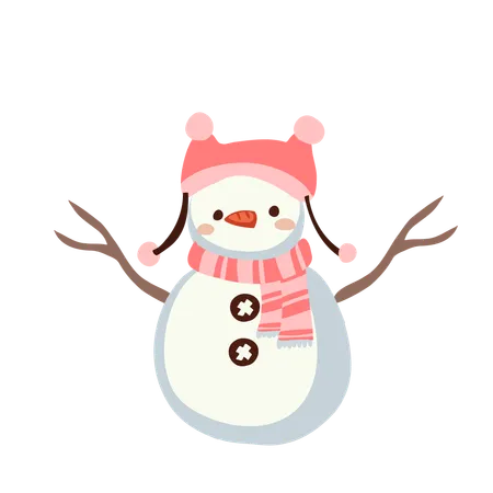 Bonhomme de neige en tenue d'hiver  Illustration