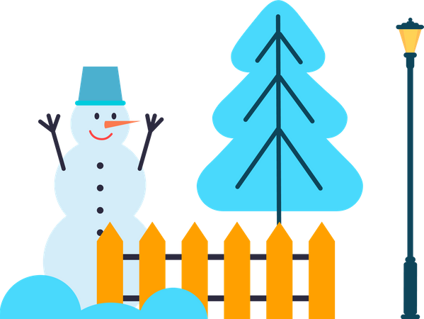 Bonhomme de neige et arbre de Noël  Illustration