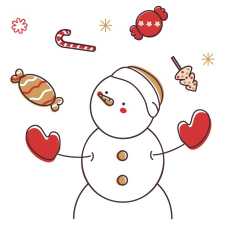 Bonhomme de neige jonglant  Illustration