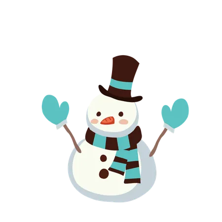 Bonhomme de neige kawaii  Illustration