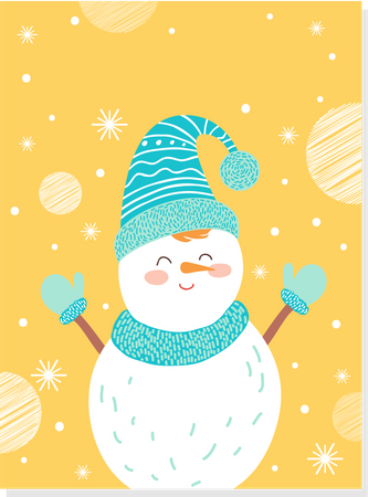 Bonhomme de neige profitant de la saison d'hiver  Illustration