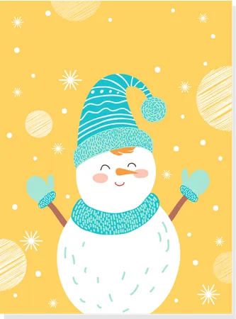 Bonhomme de neige profitant de la saison d'hiver  Illustration