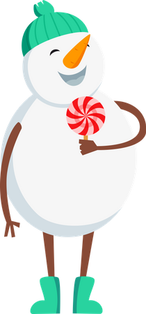 Bonhomme de neige tenant des bonbons  Illustration