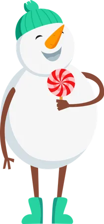 Bonhomme de neige tenant des bonbons  Illustration