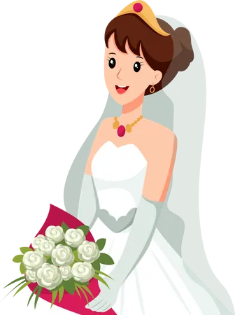 Bonita novia en la boda  Ilustración