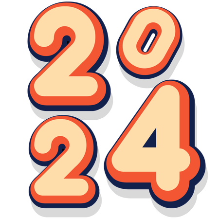 Bonne année 2024 police et typographie  Illustration