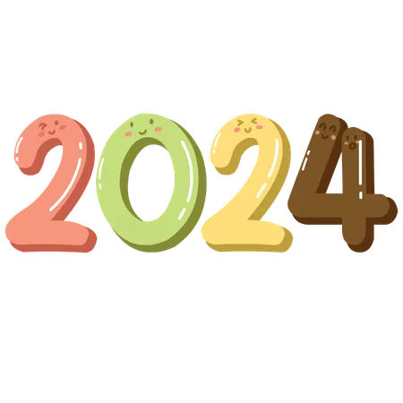 Bonne année 2024 police et typographie  Illustration