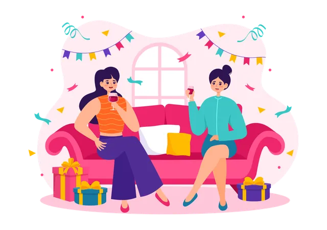 Bonne fête Galentine  Illustration