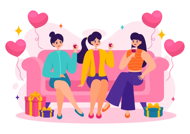 Bonne fête Galentine  Illustration