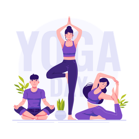 Bonne journée internationale du yoga  Illustration