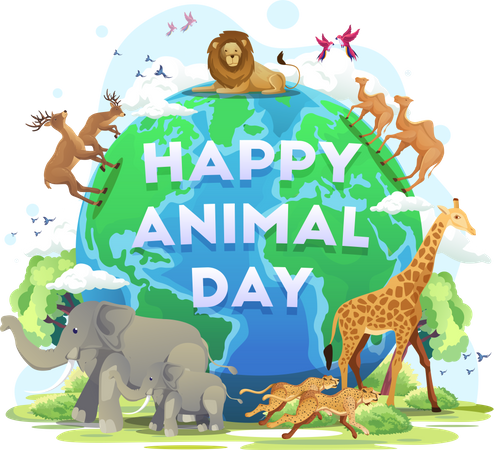 Bonne journée mondiale des animaux  Illustration