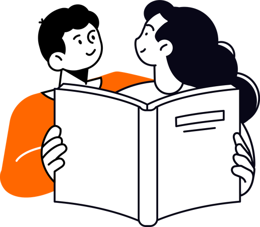 Couple Reading Book  Illustration